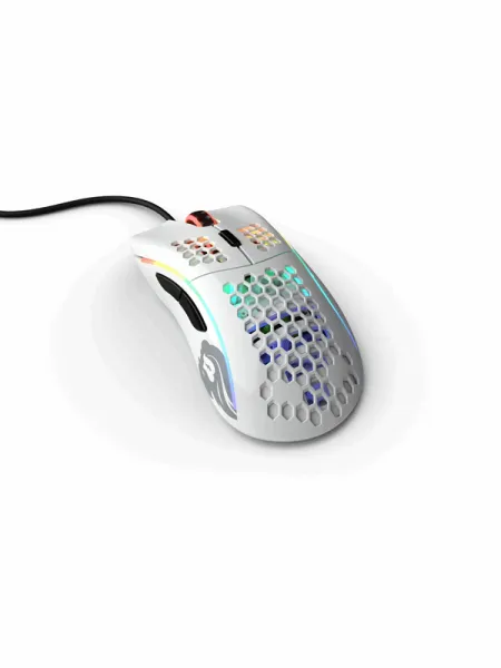 Glorious Model D - Blank hvit - Spillmus - Optisk - 6 knapper - Hvit med RGB-LED-lys