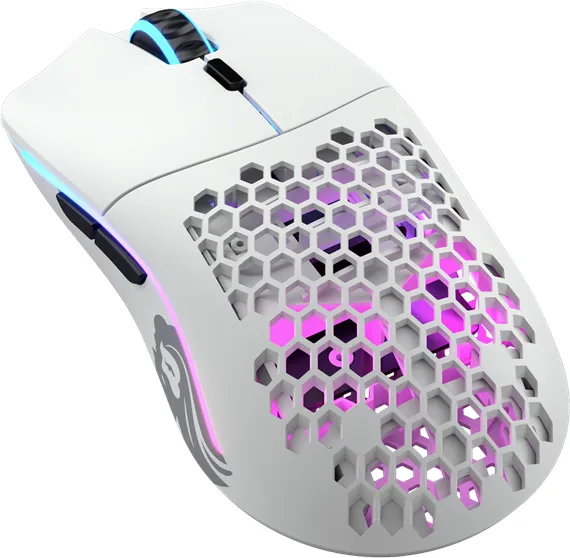 Glorious Model O Wireless - Matt Hvit - Spillmus - Optisk - 6 knapper - Hvit med RGB-LED-lys