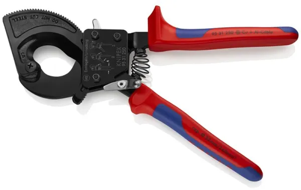 Knipex kabelkutter (skrallemekanisme) svartlakkert, med flerkomponentshåndtak 250 mm