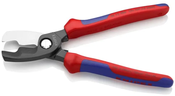 Knipex kabelkutter med dobbelt blad, svartoksidert, med flerkomponentshåndtak 200 mm