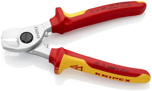 Knipex kabelkutter forkrommet, VDE-godkjent 165 mm