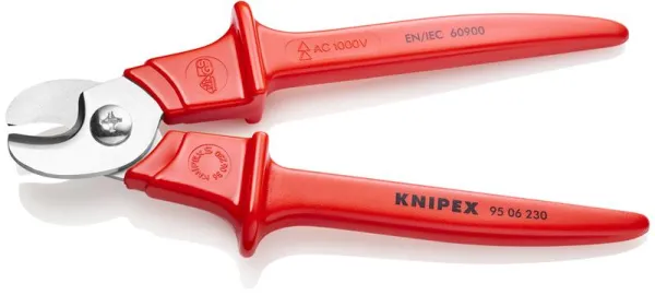 Knipex kabelkutter, plastbelagte håndtak, isolert, plastbelagt, VDE-testet 230 mm