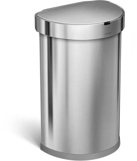 Simplehuman 45L halvrund sensorbøtte, børstet